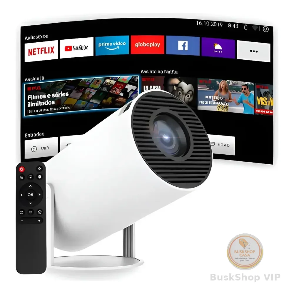 Projetor Smart Portátil Full Hd 4k Bluetooth Android Wifi  Branco 127/220v