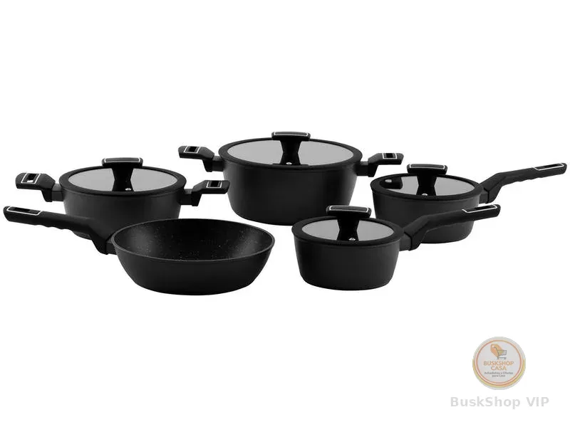 Jogo de Panelas Brinox Revestimento Cerâmico Preto 5 Peças Carbon Ceramic Life
