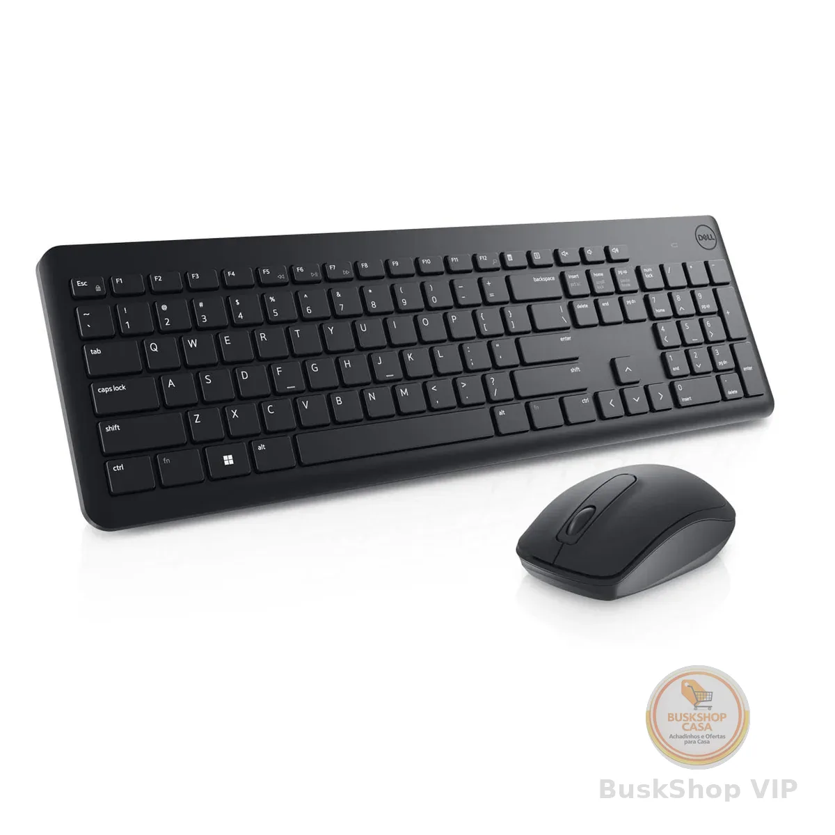 Combo Teclado e Mouse Dell KM3322W Sem Fio, Layout ABNT2 Português (Brasil), Receptor USB 2,4 GHz, Mouse Óptico 1.000 DPI com 3 Botões, Teclas Multimídia, Compatível com PC e Mac, Preto