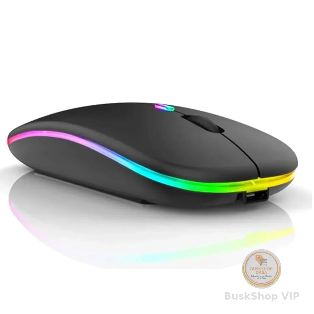 Mouse Sem Fio Recarregável Wireless Bluetooth Optico Led Rgb Colorido Ergonômico Usb 2.4 Ghz Notebook Computador Pc Desktop Linha Premium