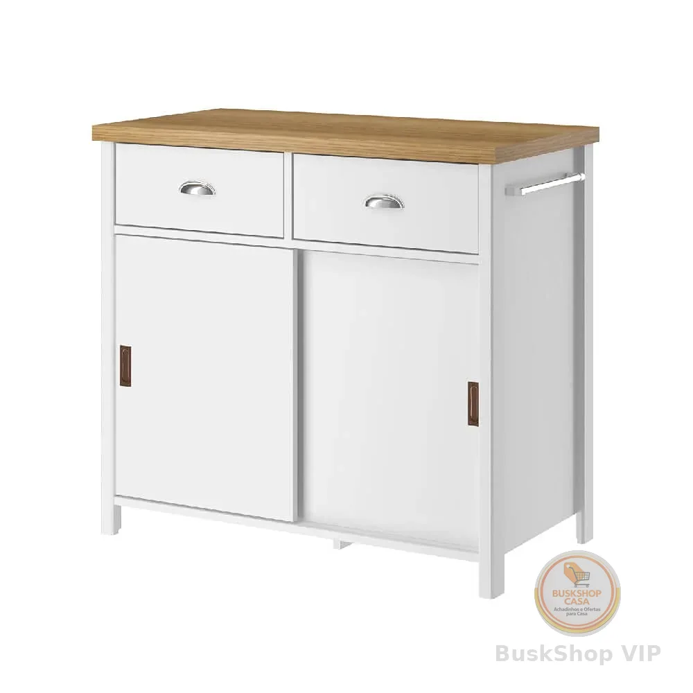 Aparador Buffet Ditália 2 Gavetas 2 Portas Branco Ba-145