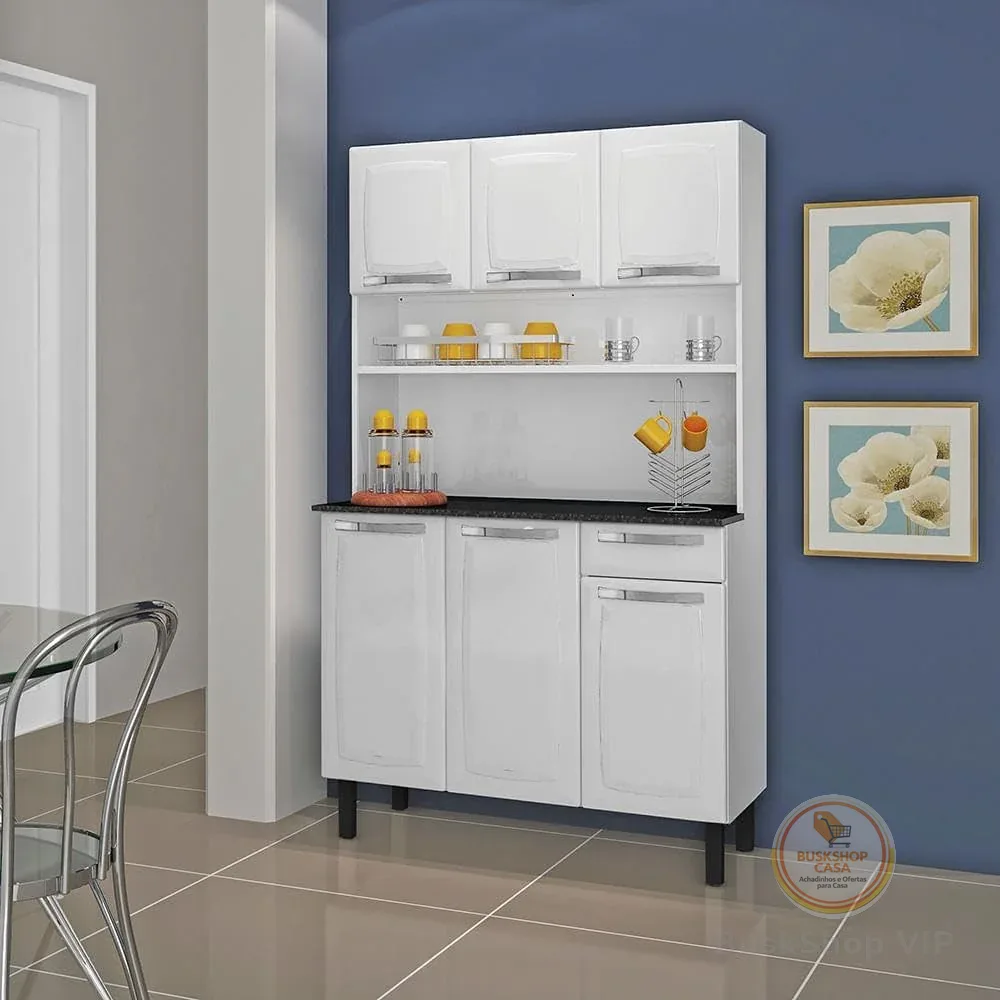 Cozinha de Aço Compacta Itatiaia Rose 6 Portas e 1 Gaveta Branco Neve