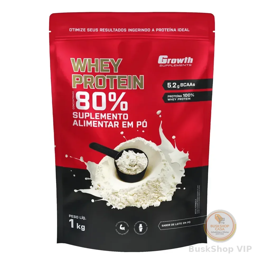Whey Protein Concentrado 1kg Growth Supplements - Leite Em Pó