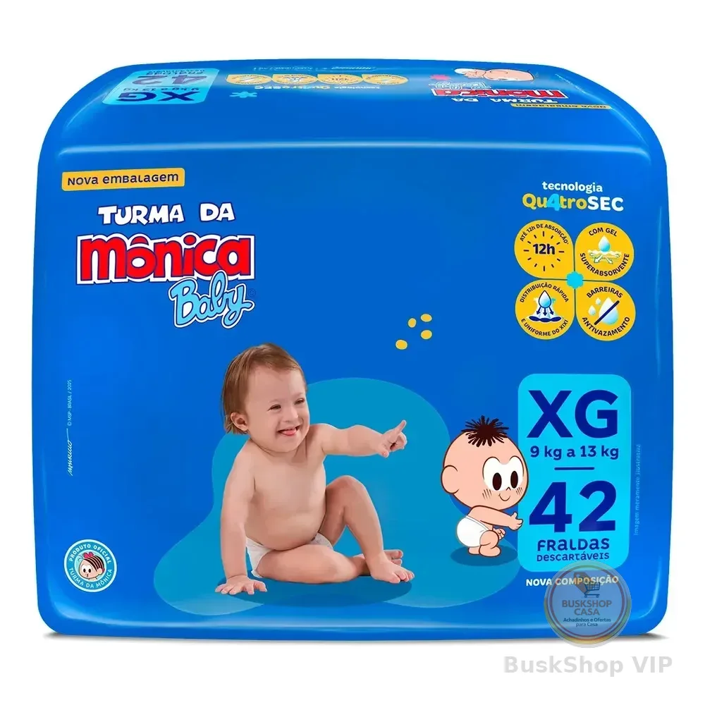 Fralda Descartável Turma Da Mônica Baby Xg Pacote 42 Unidades Sem Gênero