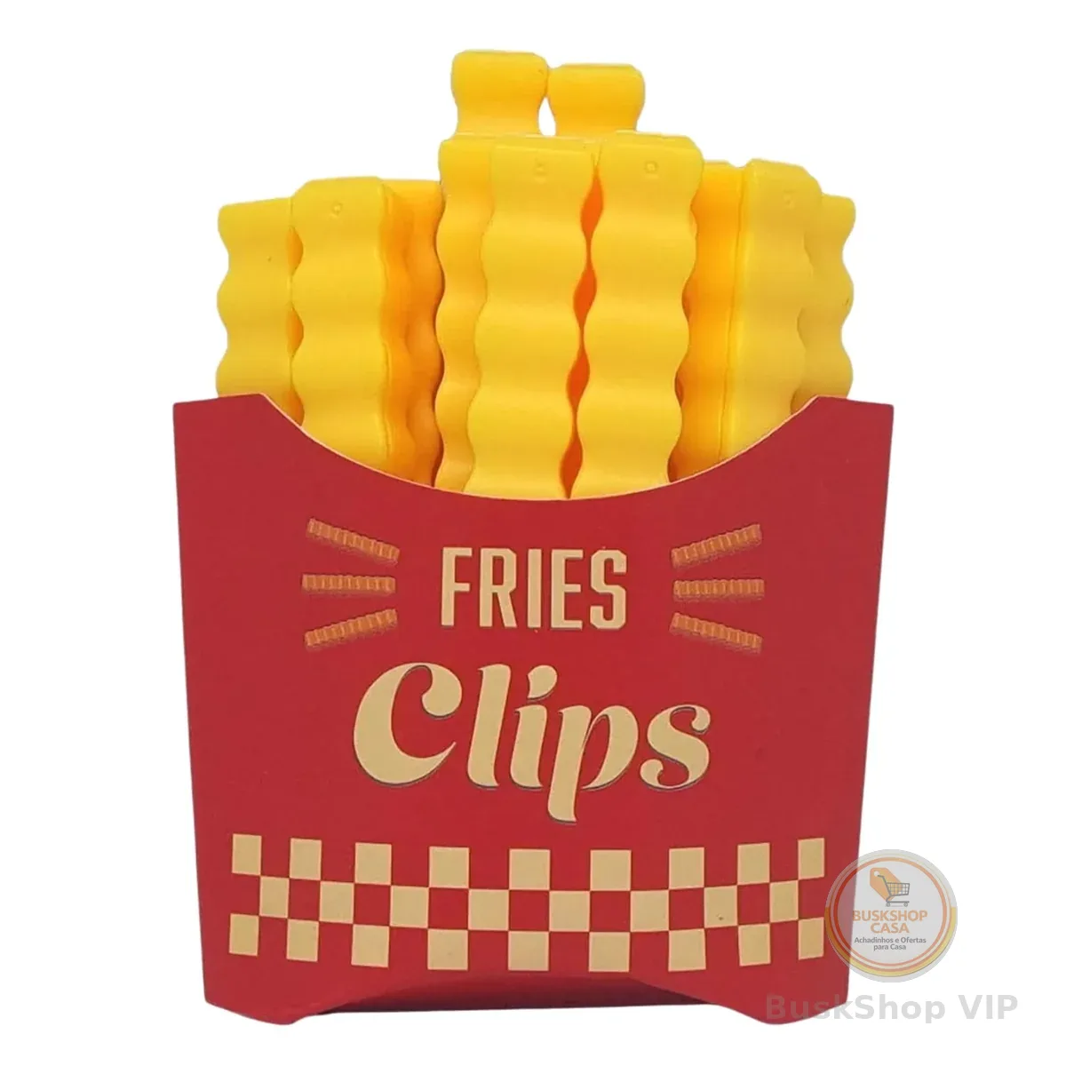 Kit 12 Presilhas Prededores Lacres De Vedação Para Alimentos Formato de Batata Frita Com Suporte Magnético Para Geladeira Prendedor De Embalagens Fecha Saco Snack Clips Criativo
