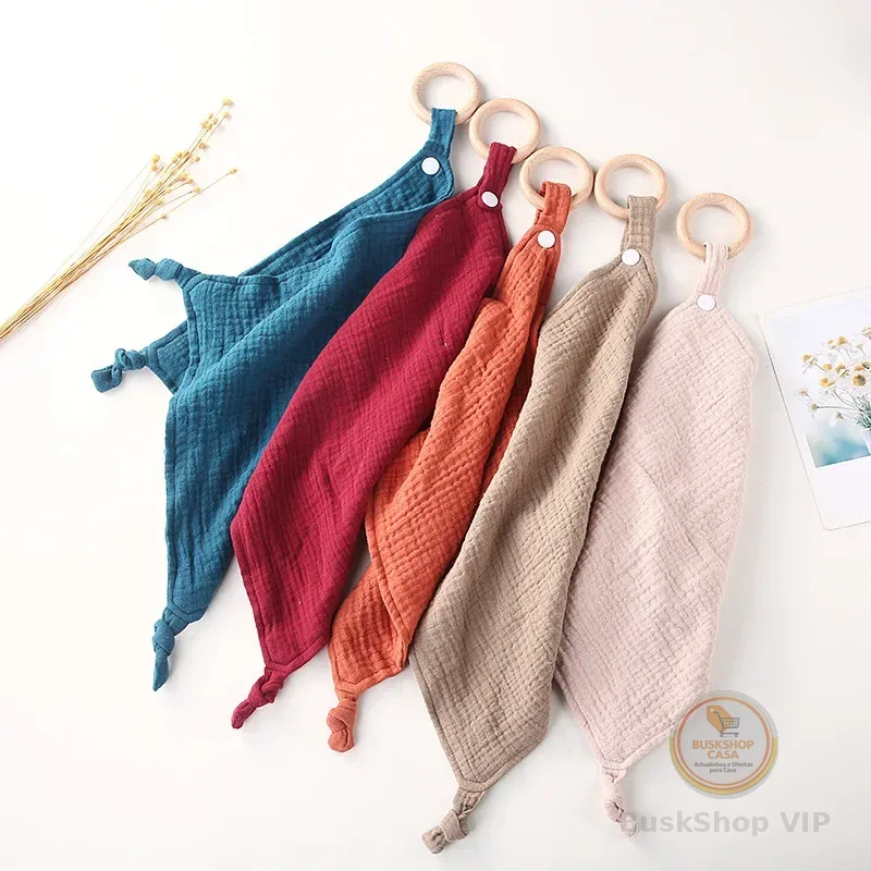 Toalha para apaziguar recém-nascidos, sólida, respirável, algodão, anel de pressão, brinquedo para apaziguar, cobertor infantil, toalha de saliva para jantar