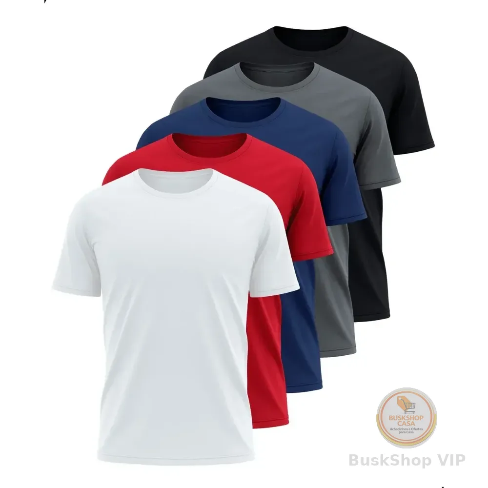 Kit 5 Camisetas Básicas Masculina Dry Fit Lisa Tradicional  Variado M