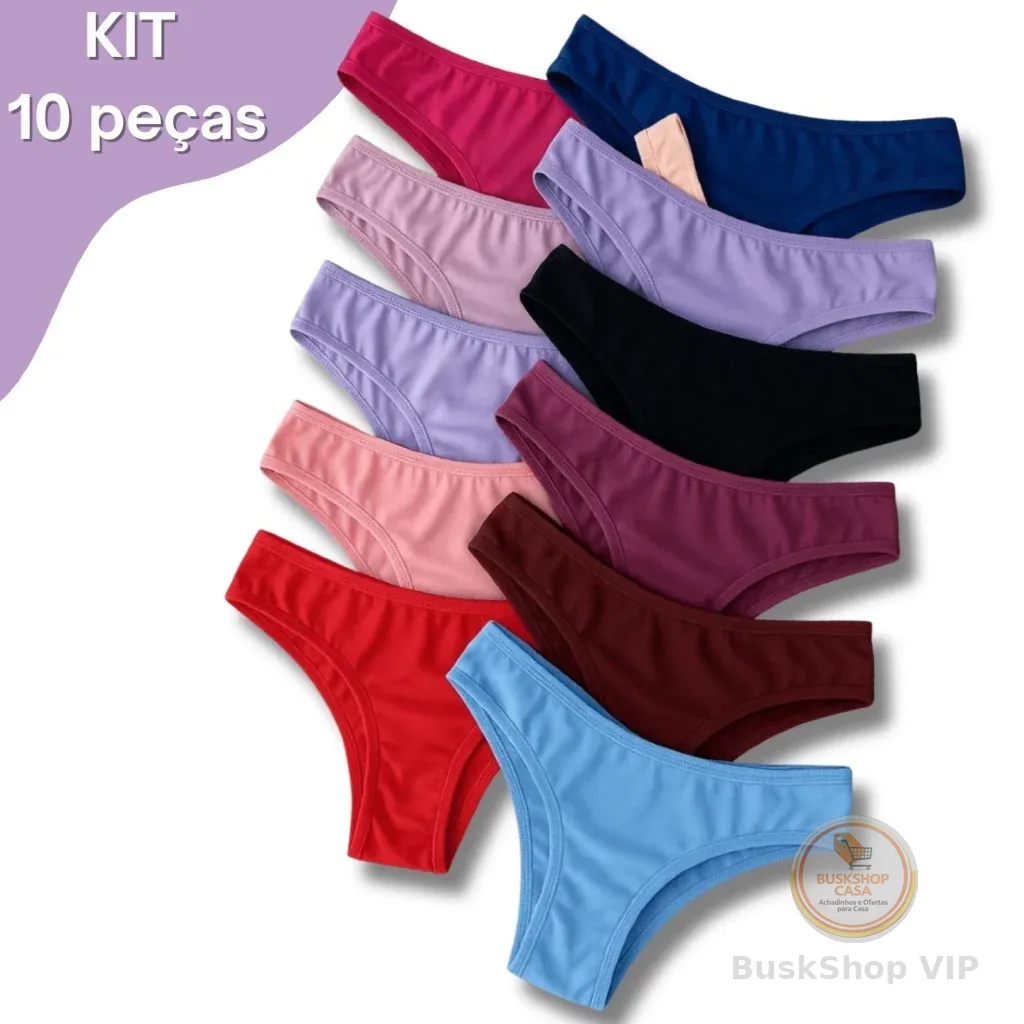 Kit 10 / 5 Calcinha Feminina Calsinha Tanga Adulto Suplex Microfibra do P M G