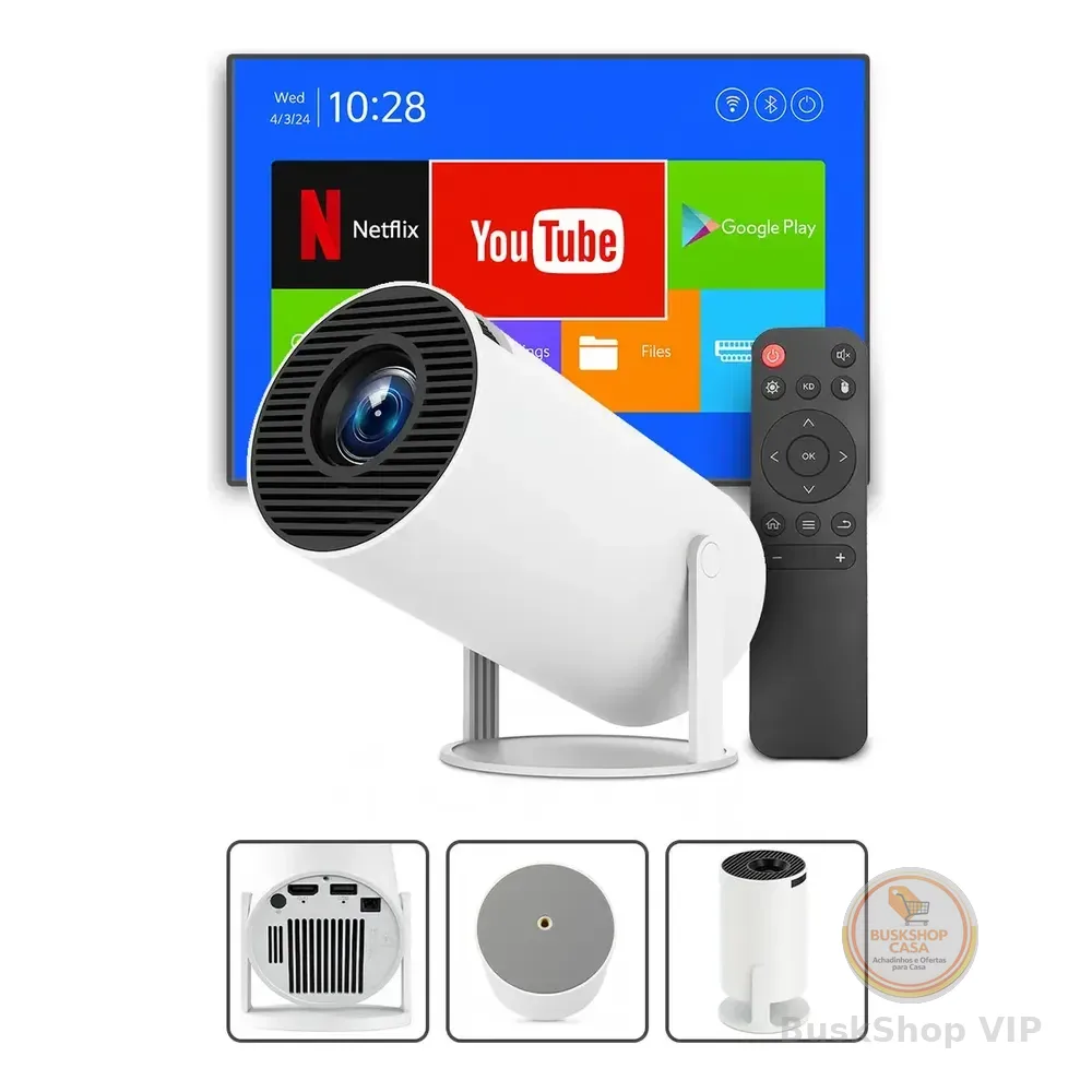 Mini Projetor Davely Hy300 4k Android Com Wi-fi E Bluetooth Branco 127/220v