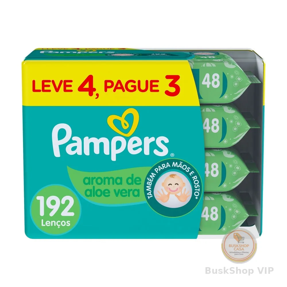 Lenços Umedecidos Pampers Aroma de Aloe Vera 192 Unidades
