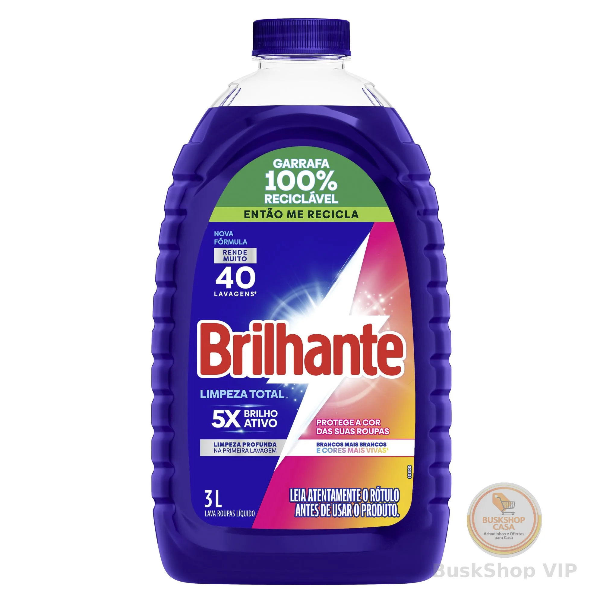 Brilhante Limpeza Total - Lava Roupas Líquido 3L