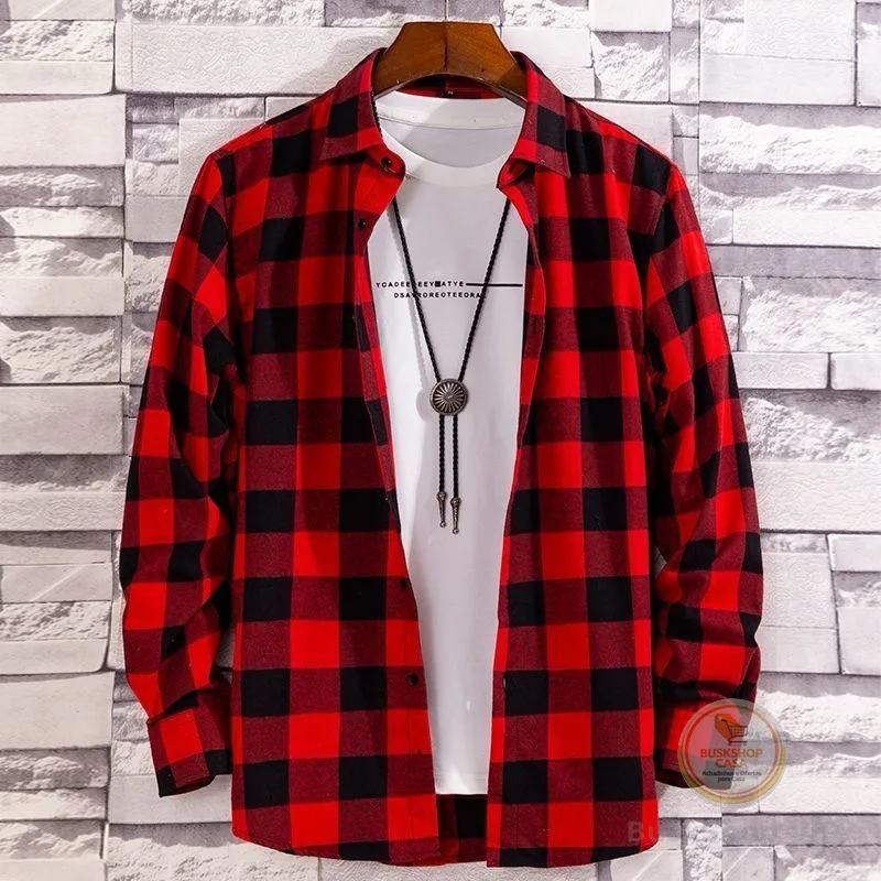 Camisa Masculina Xadrez Flanelada blusa de manga longa