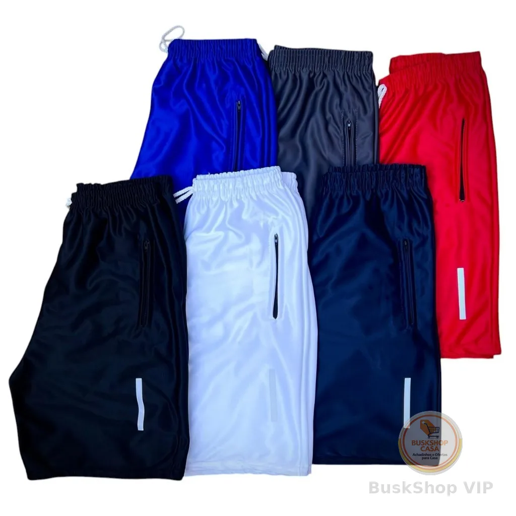 Kit 06 Bermudas Masculinas Básicas - DryFit - Malha Leve e Confortável - Pronta Entrega Origins
