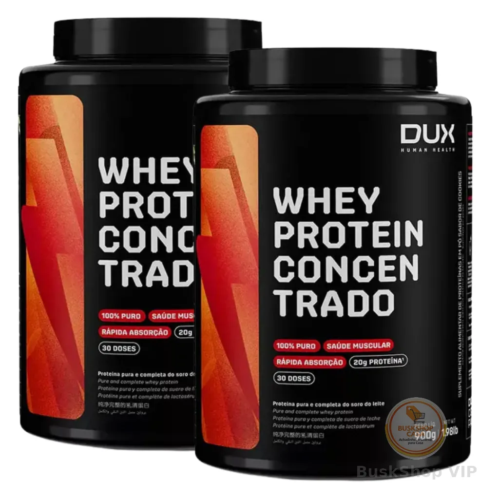 KIT 2 WHEY 100% PROTEIN CONCENTRADO POTE 900G - DUX HUMAN HEALTH