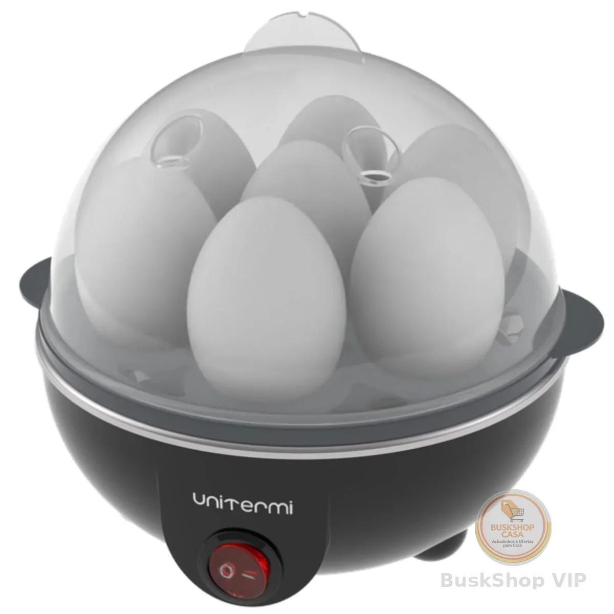Cozedor De Ovos Portátil Elétrico a Vapor Cozinha até 7 Ovos Desliga automático (PRETO)