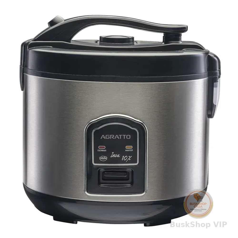 PANELA ELETRICA ARROZ INOX E VISOR VIDRO PAI10X 127V AGRATTO, Agratto, 5957, Inox