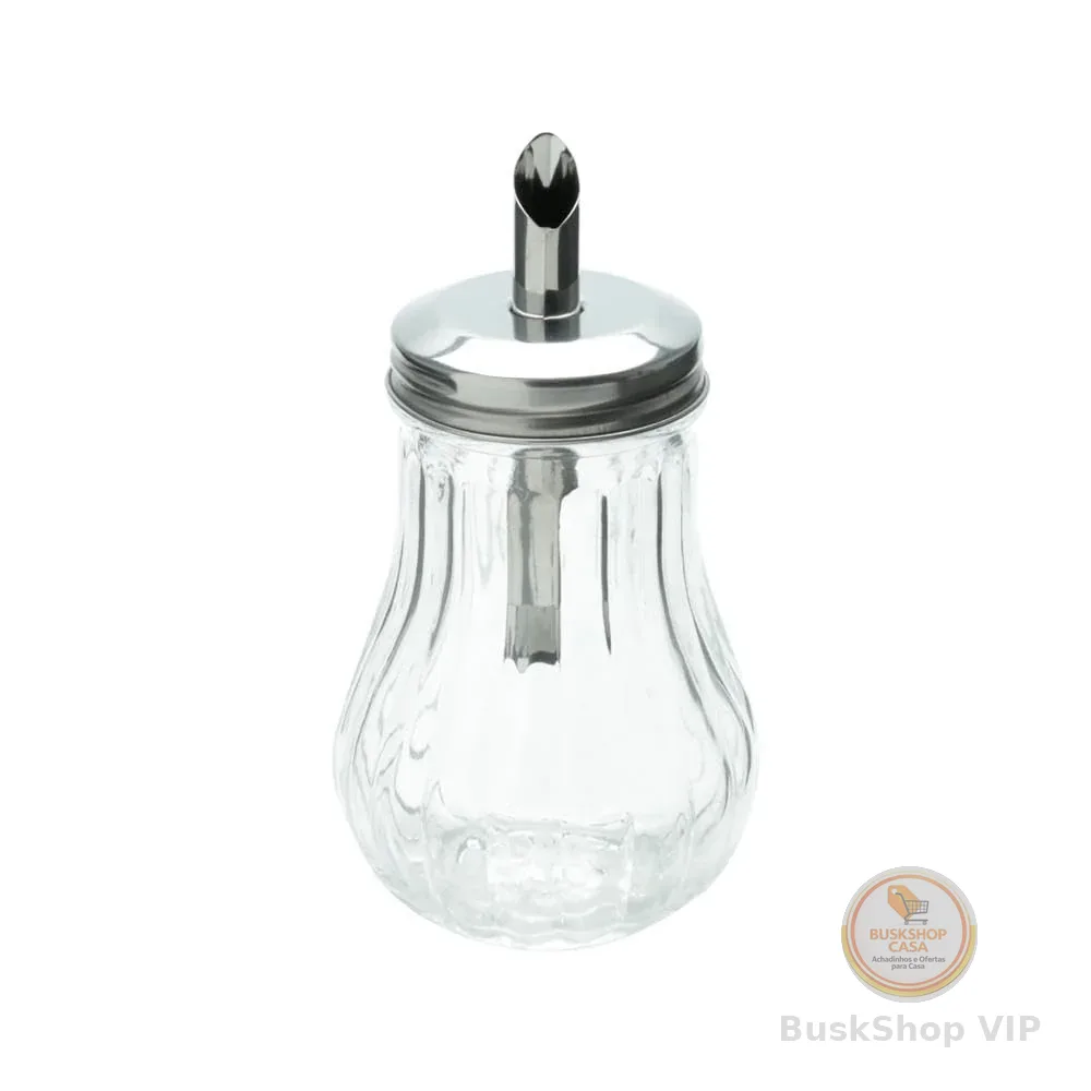 LYOR - Açucareiro de Vidro com Tampa de Aço Inox 7,5cm x 14cm