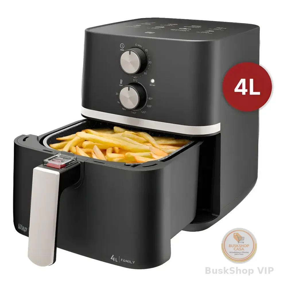 Fritadeira Elétrica Wap Air Fryer Family 4l Antiaderente E Com Desligamento Automático 1500w Preto, Cinza E Champagne 127v