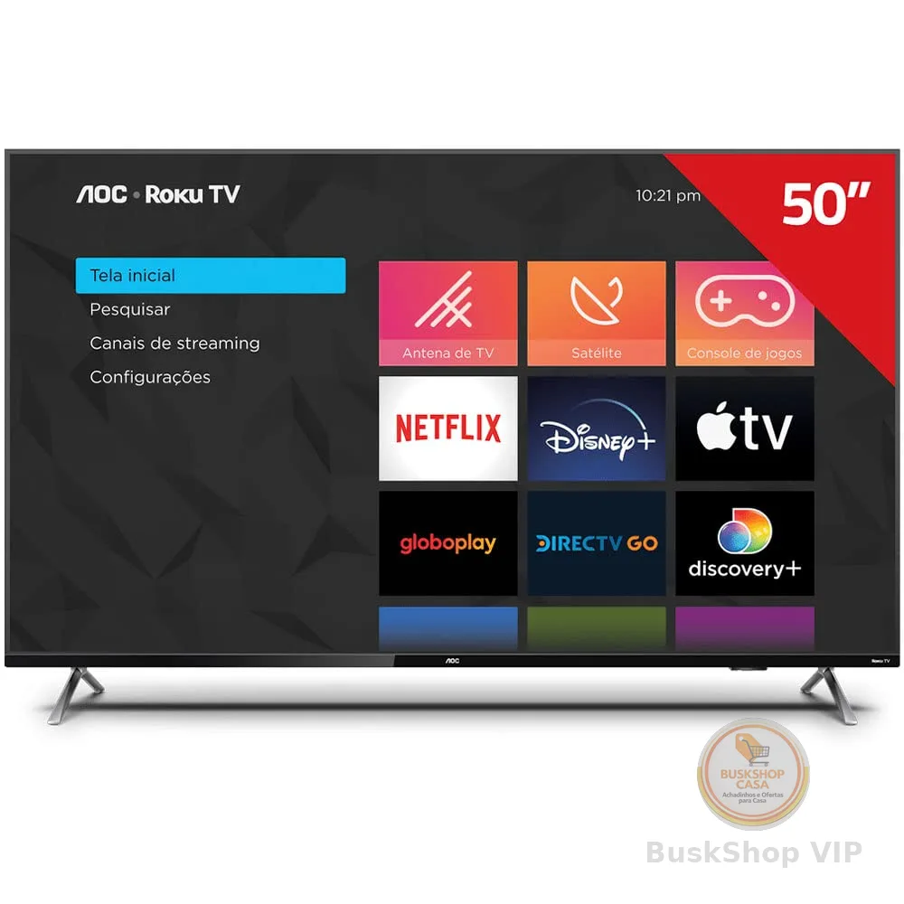 Smart TV 50" Aoc Roku 4K Série 6125-50U6125/78G