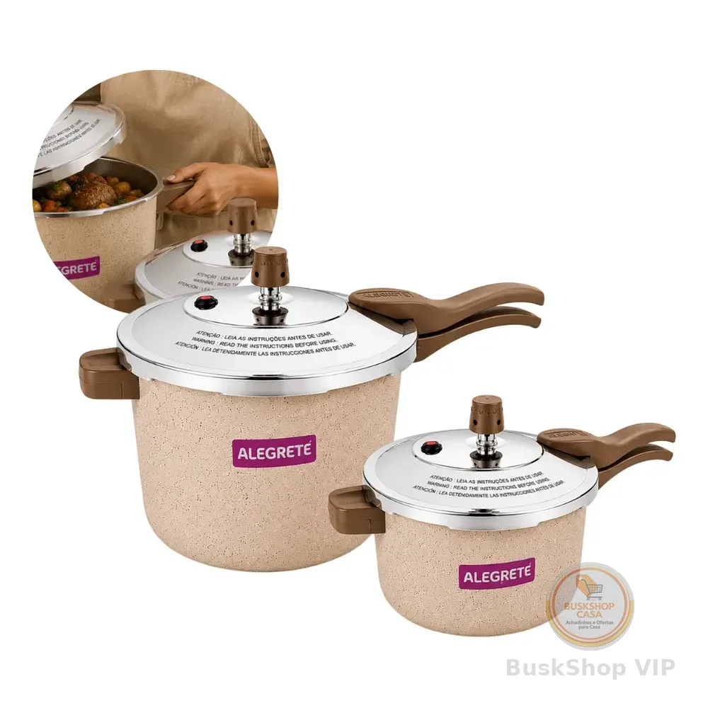 Conjunto Panela Pressao 4,5 + 3litros Antiaderente Moderna Florença