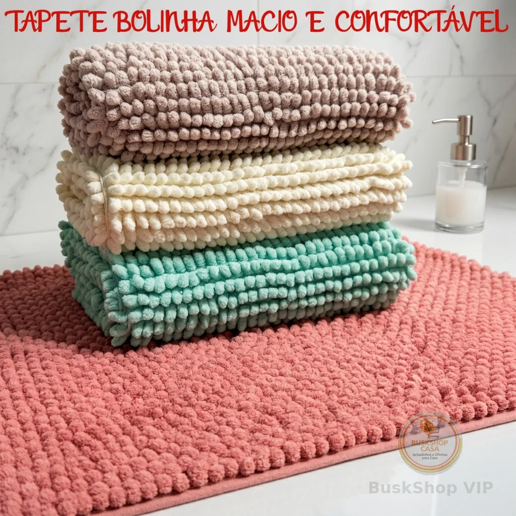 Tapete Bolinha Antiderrapante Microfibra Toque Suave Super Macio
