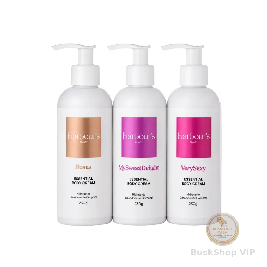 Kit 3 Body Cream  Barbour’s Beauty 230g  Delight Very Sexy  Roses
