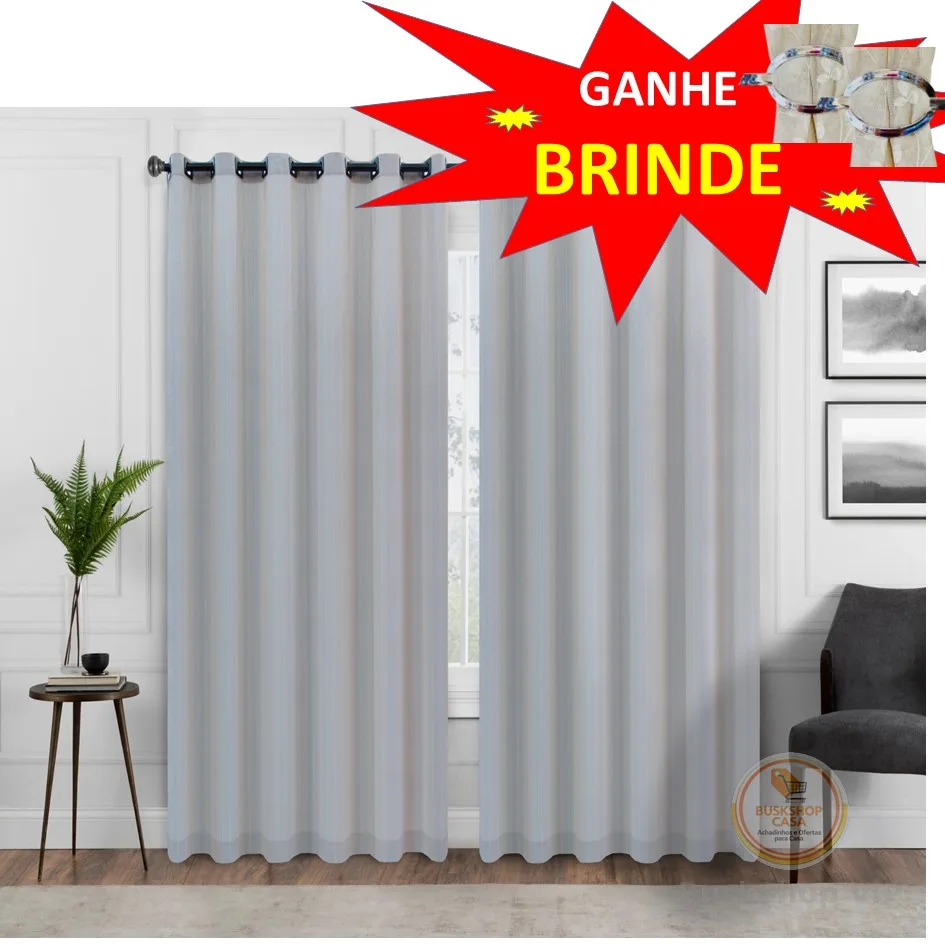 Cortina Janela  Porta sala quart  Ilhós argola 2,60m X 3,60m tecido madras
