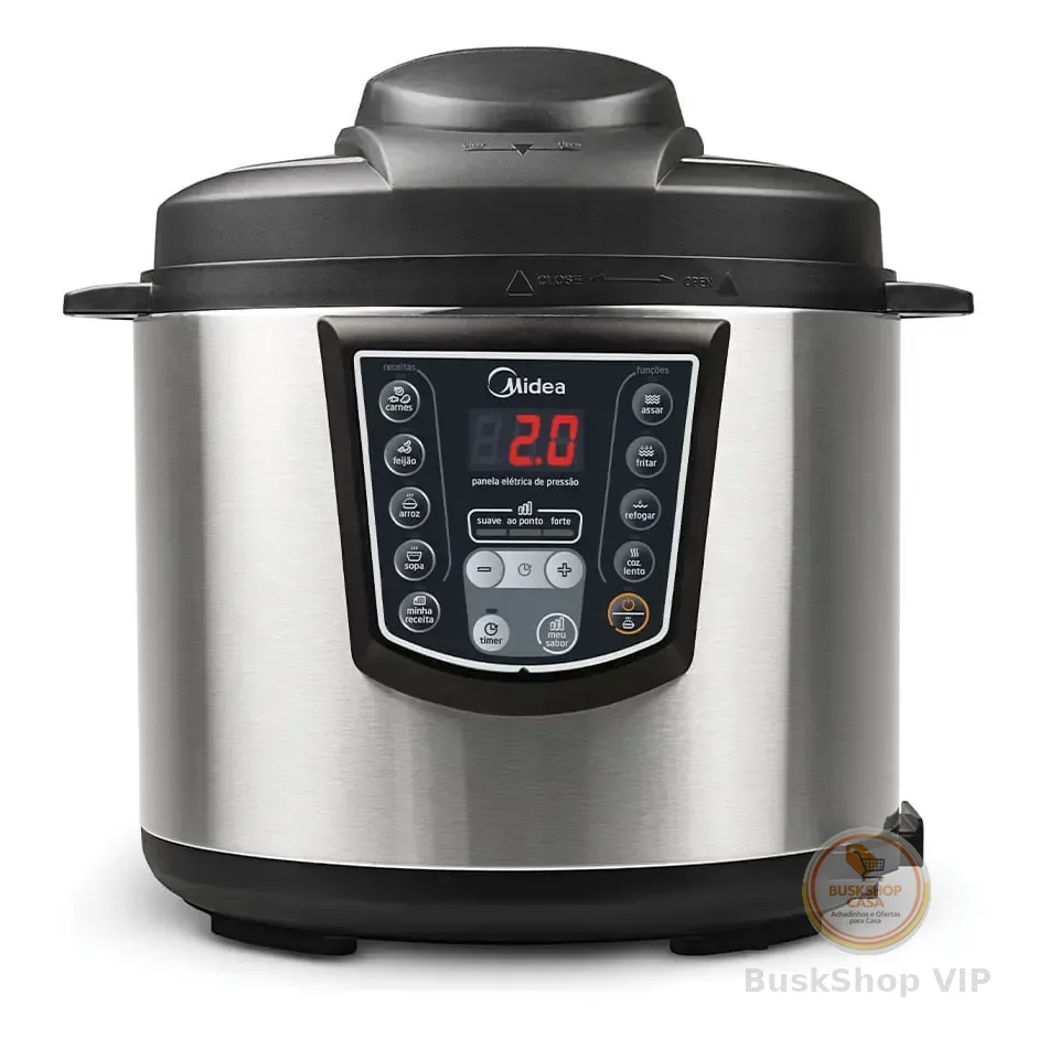 Panela De Pressão Elétrica 6 L Digital Inox Midea Inox/preto 127v 60 Hz
