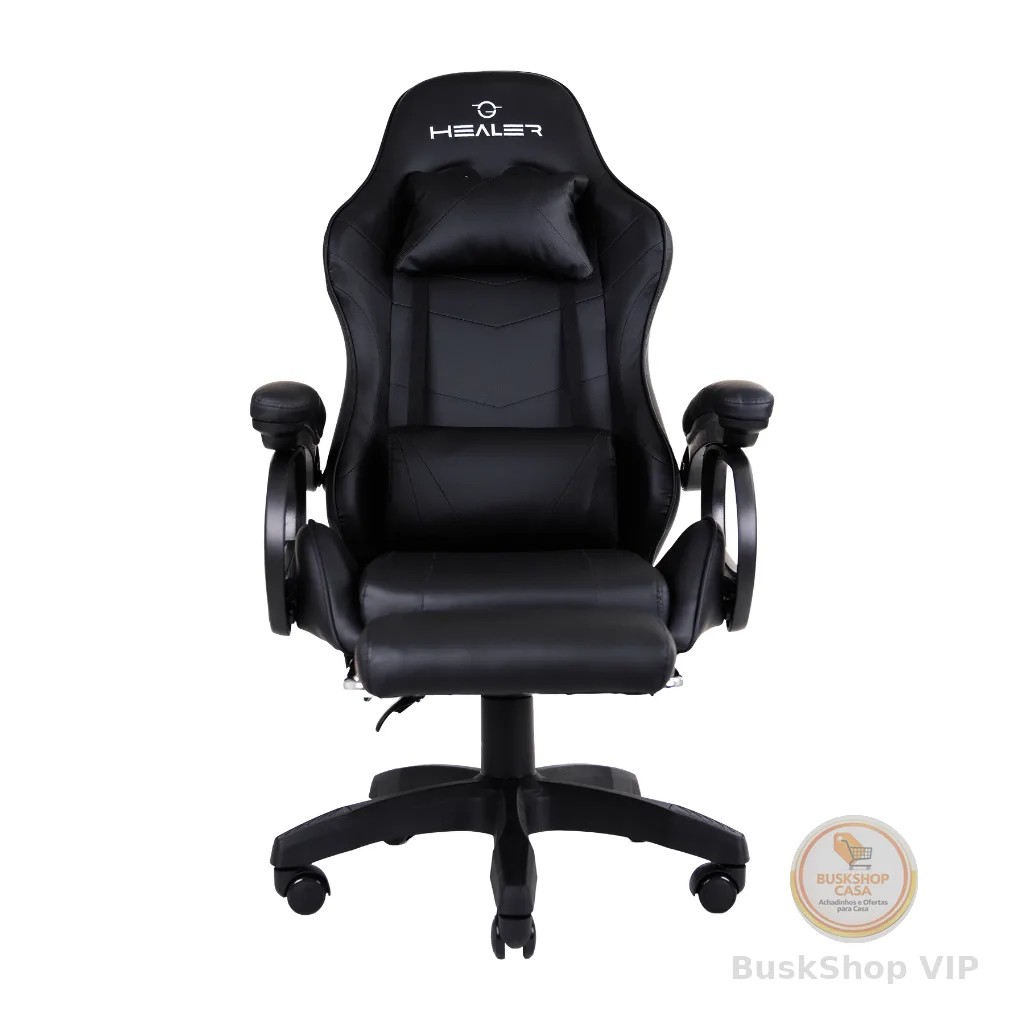 Cadeira Gamer com Apoio de Pés Level Preta Healer