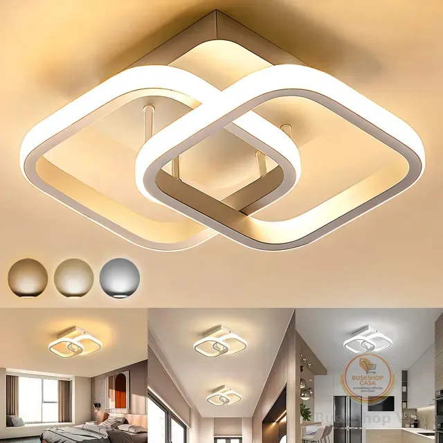 Luminária Plafon Teto Pendente Quadrado Sobrepor Luz Led