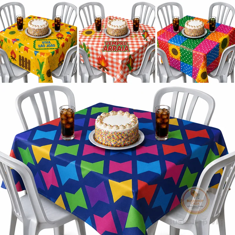 Kit Toalhas de Festa Junina Estampas Sortidas Chita Floral Festa Caipira TNT Estampado 70x70cm