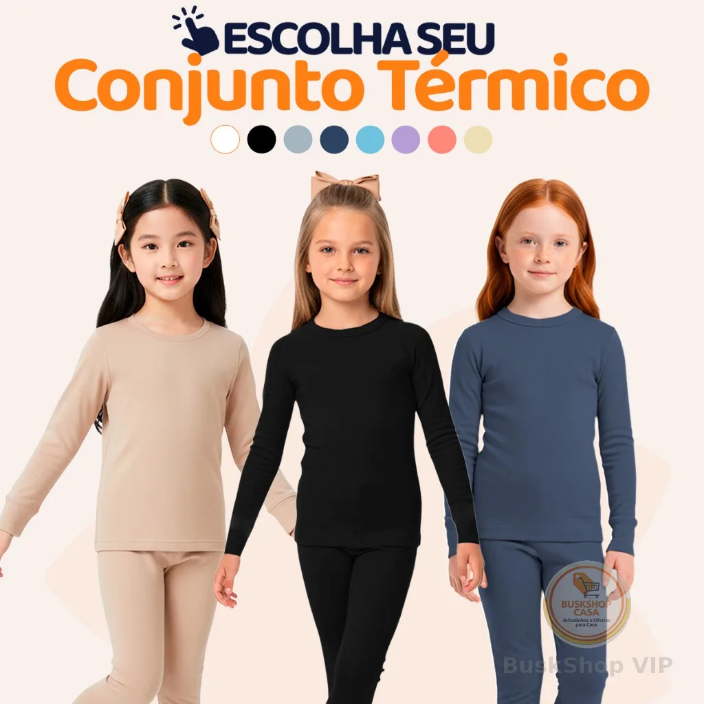 Conjunto Térmico Infantil Menina Kids Blusa e Calça Manga Longa Roupa de Frio Inverno Feminino Agasalho Estampados L08