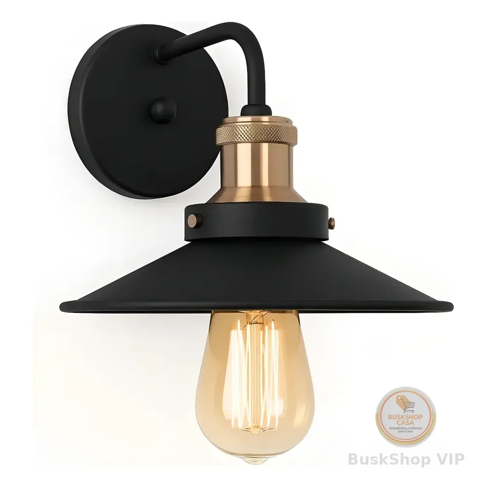 Luminária Arandela Industrial Vintage Tony Iluminação E27 Retro Parede Preto/cobre Aluminio 127/220v