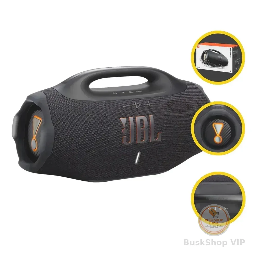 Caixa De Som Bluetooth Boombox 4 Jbl, Com Ai Sound Boost, Até 34h De Bateria, Ip68 E Áudio Lossless  Preta Preto 127/220v