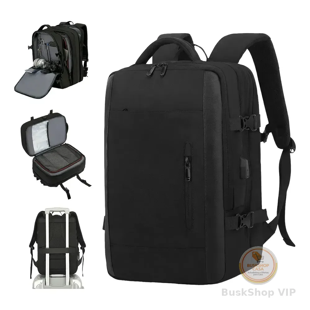 Mochila Viagem Feminina Masculina Para Notebook Executiva Preto