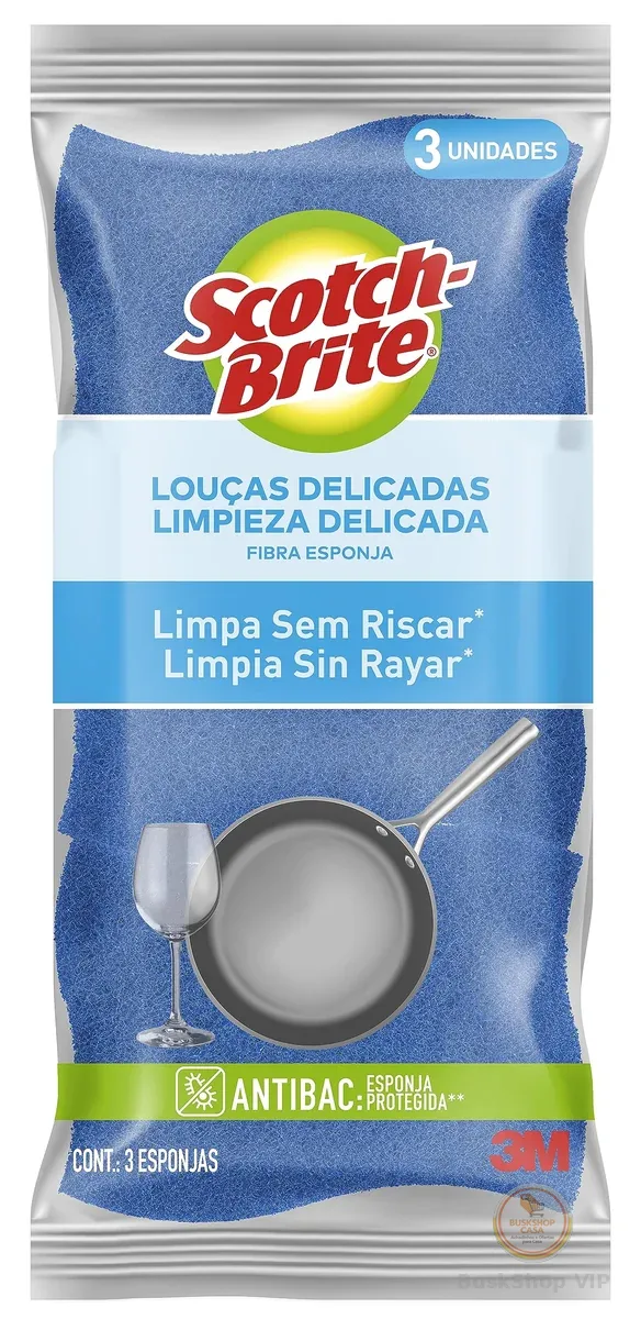 Scotch-Brite, 3M, Esponja Não Risca - Azul, 1 pacote com 3 unidades