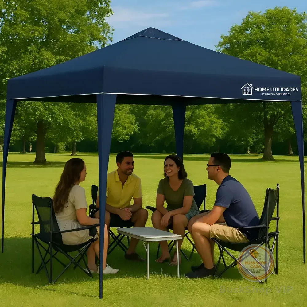 Tenda Gazebo Sanfonado Articulada Dobrável 3x3 C/ Mala Praia Azul