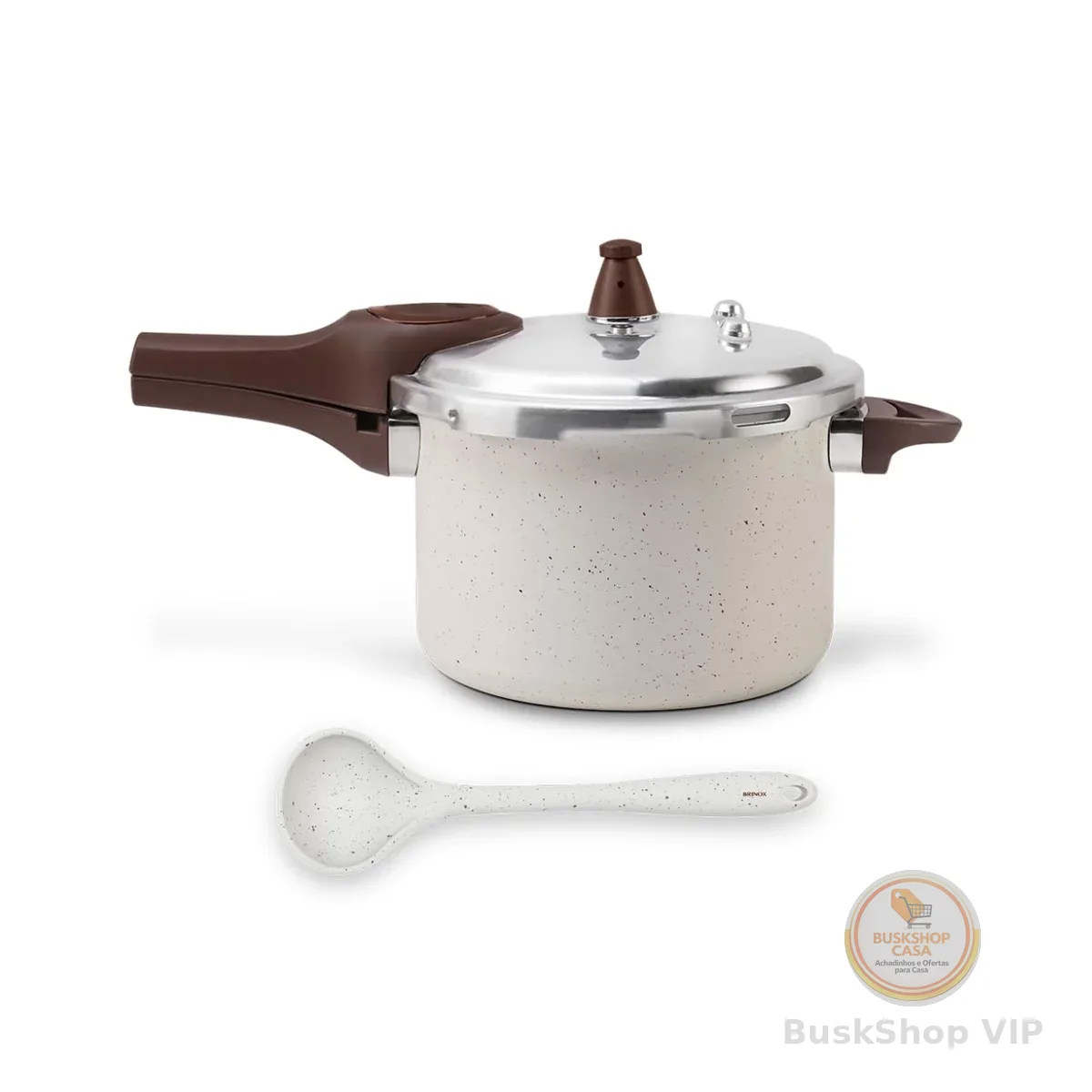 Brinox - Panela de Pressão Ceramic Life Pressure Indução 4,2L + Concha - Vanilla
