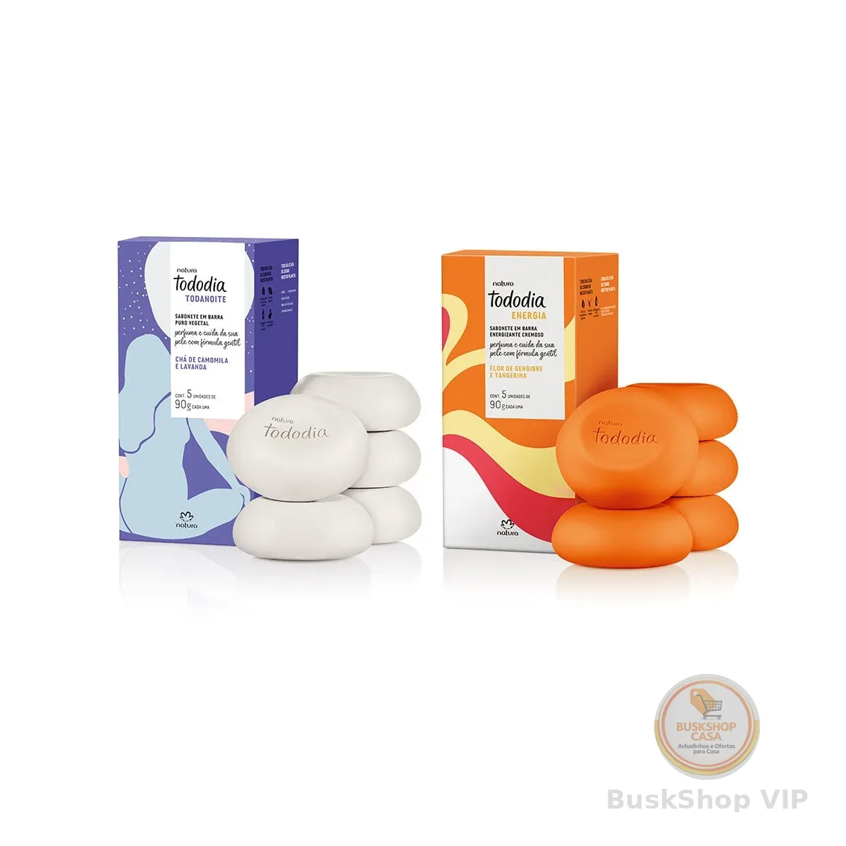 Kit Sabonete em Barra Tododia Flor de Gengibre e Tangerina e Tododia Chá de Camomila e Lavanda (2 caixas)