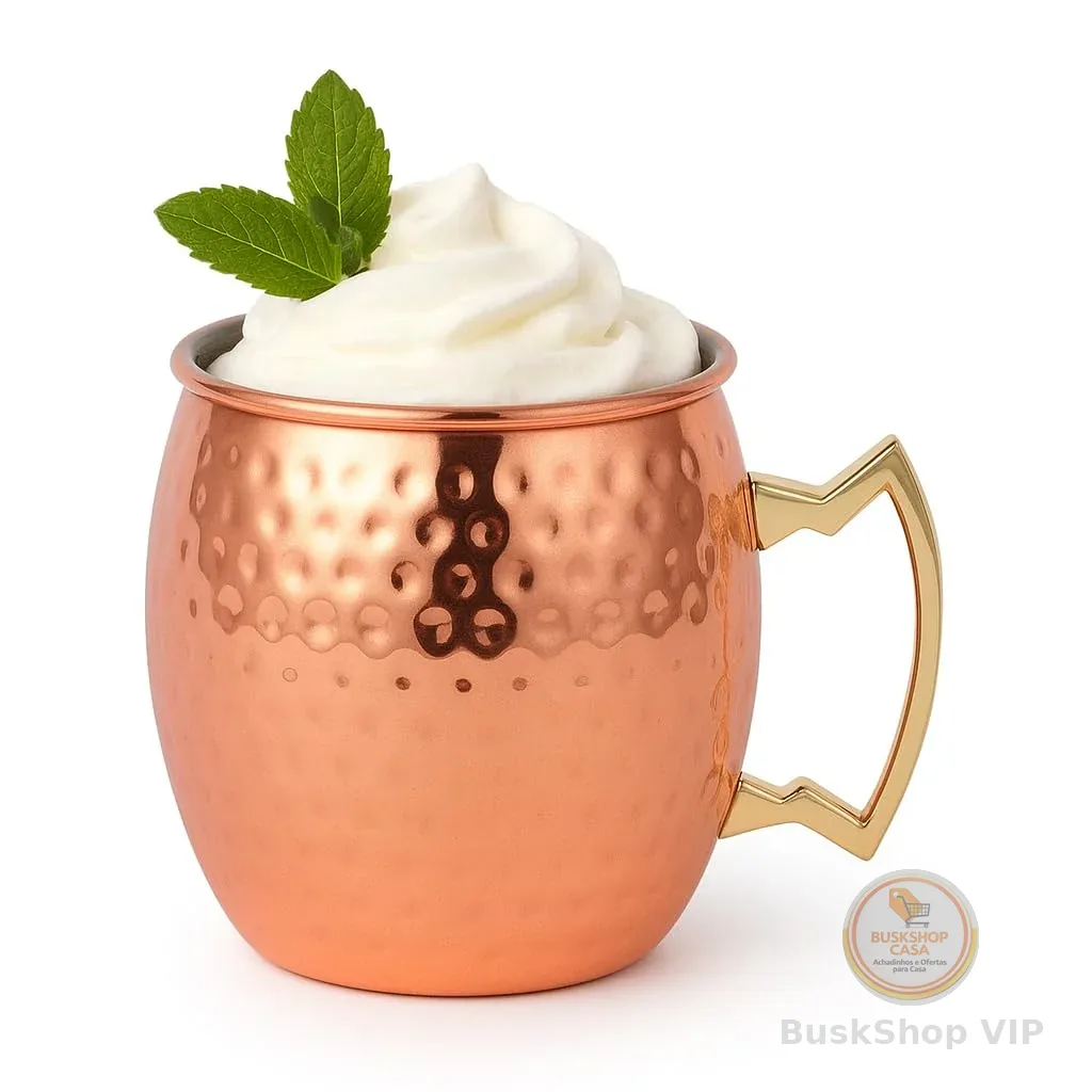 Caneca Moscow Mule 550ml Inox Cobre Martelada Drinks Bebida Gelada Coquetelaria Bartender Profissional