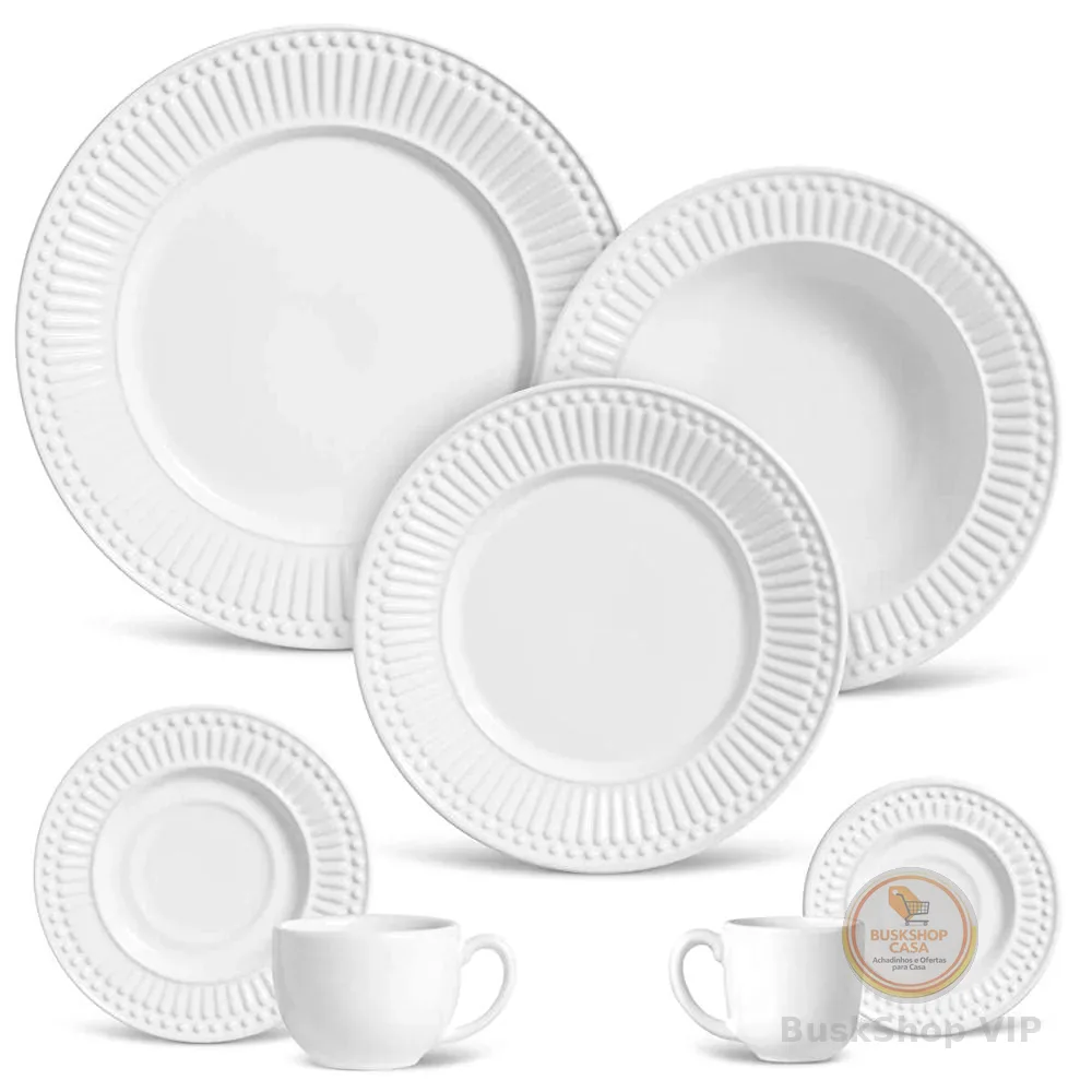 Porto Brasil Aparelho de Jantar 42 Peças Roma Branco