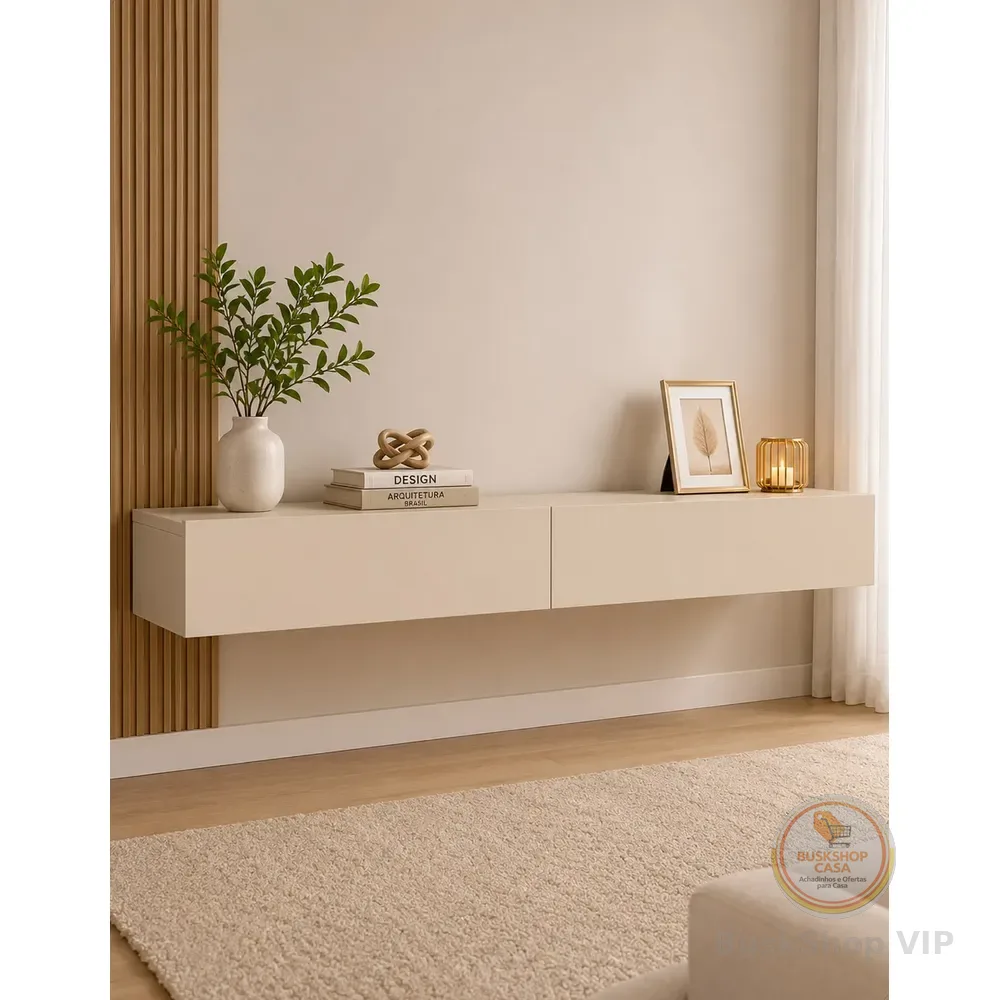 Aparador Fixar Parede Painel Bancada Nobre 157cm Off White Off White