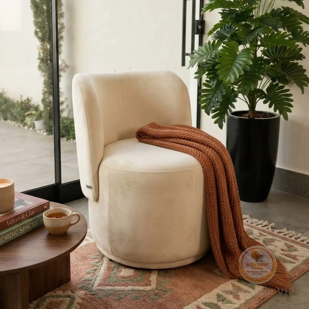 Poltrona Decorativa Bia para Sala Estar Quarto Penteadeira Orgânica Curva VELUDO - Vimont Móveis