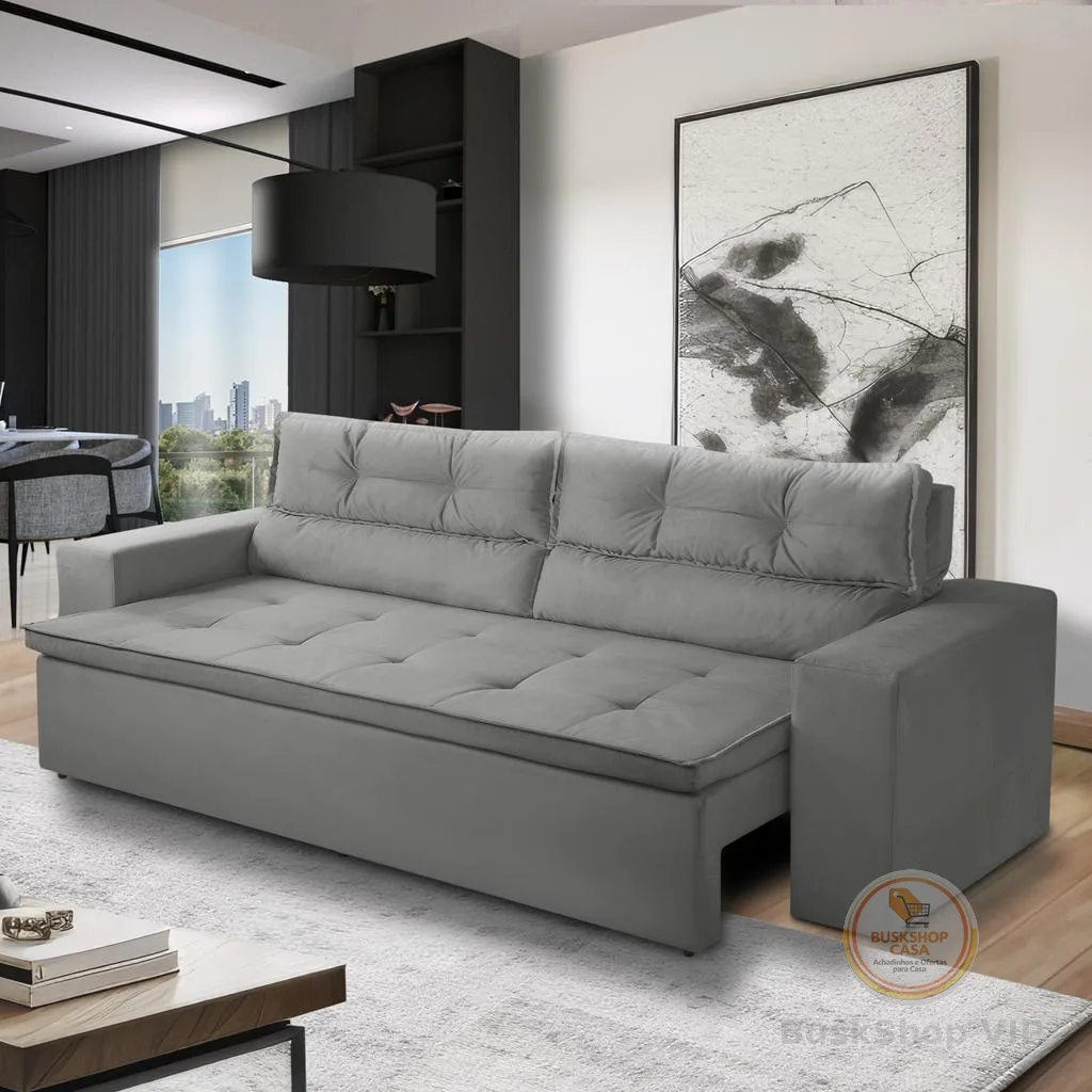 Sofá Retrátil Reclinável 3 lugares Molas 1,80m Vegas Suede