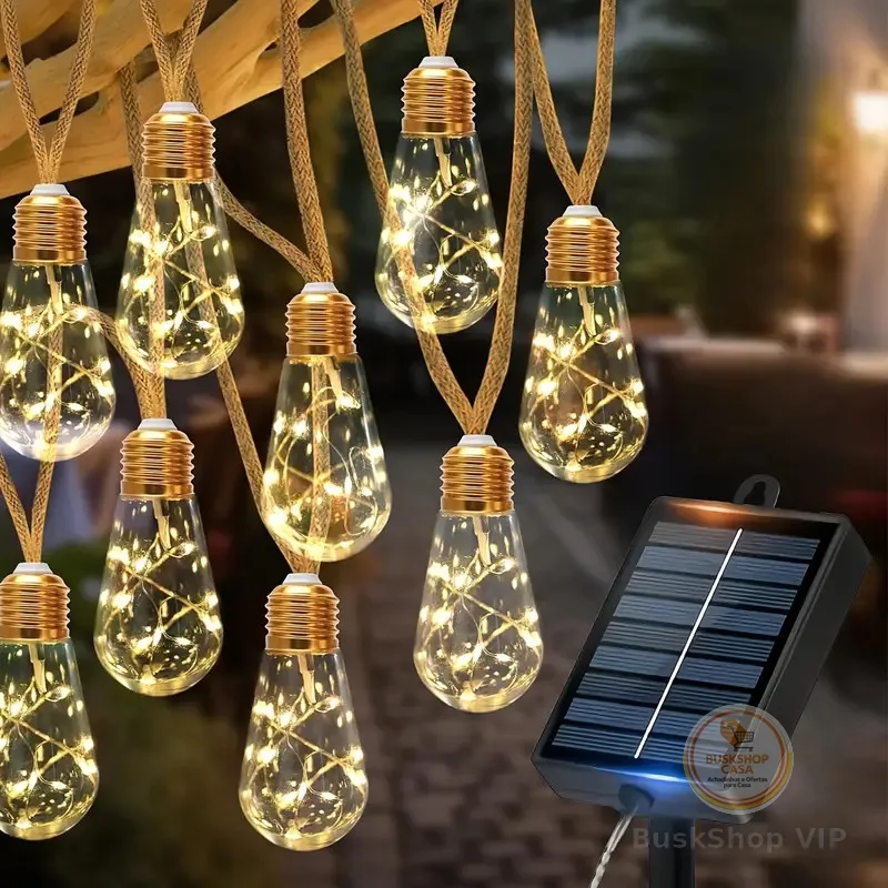Cordão Luzes Solares Decorativas 16 Lampadas – Encante Seus Momentos ao Ar Livre com Brilho e Magia