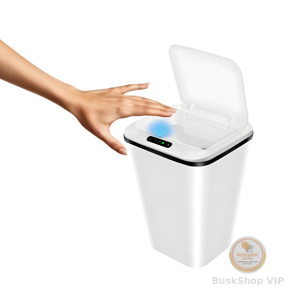 Lixeira com Sensor Automático Inteligente Abre Fácil em Toque Cesto Lixo Casa 16 Litros