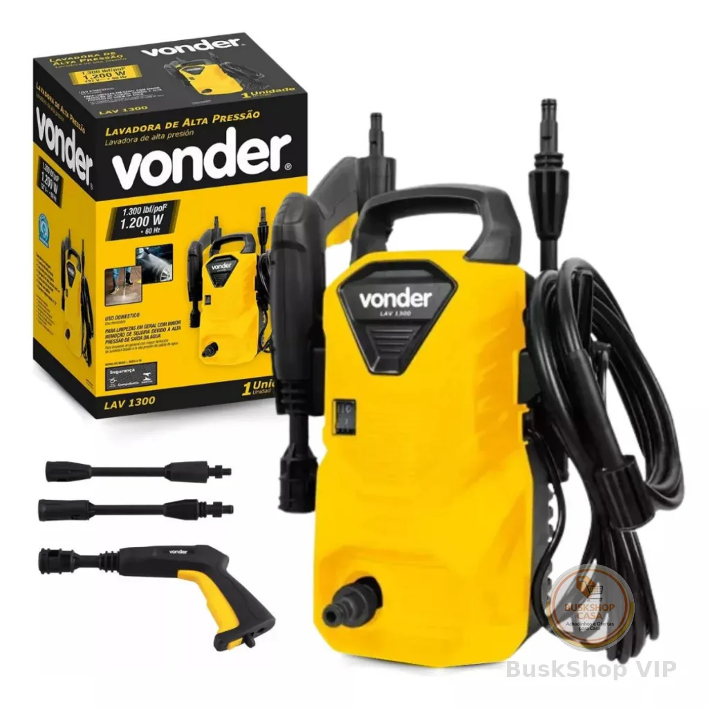 Lavadora de Alta Pressão C/ 5 Acessórios Potente1200W Porta Detergente Lav1300 Vonder Oferta Premium
