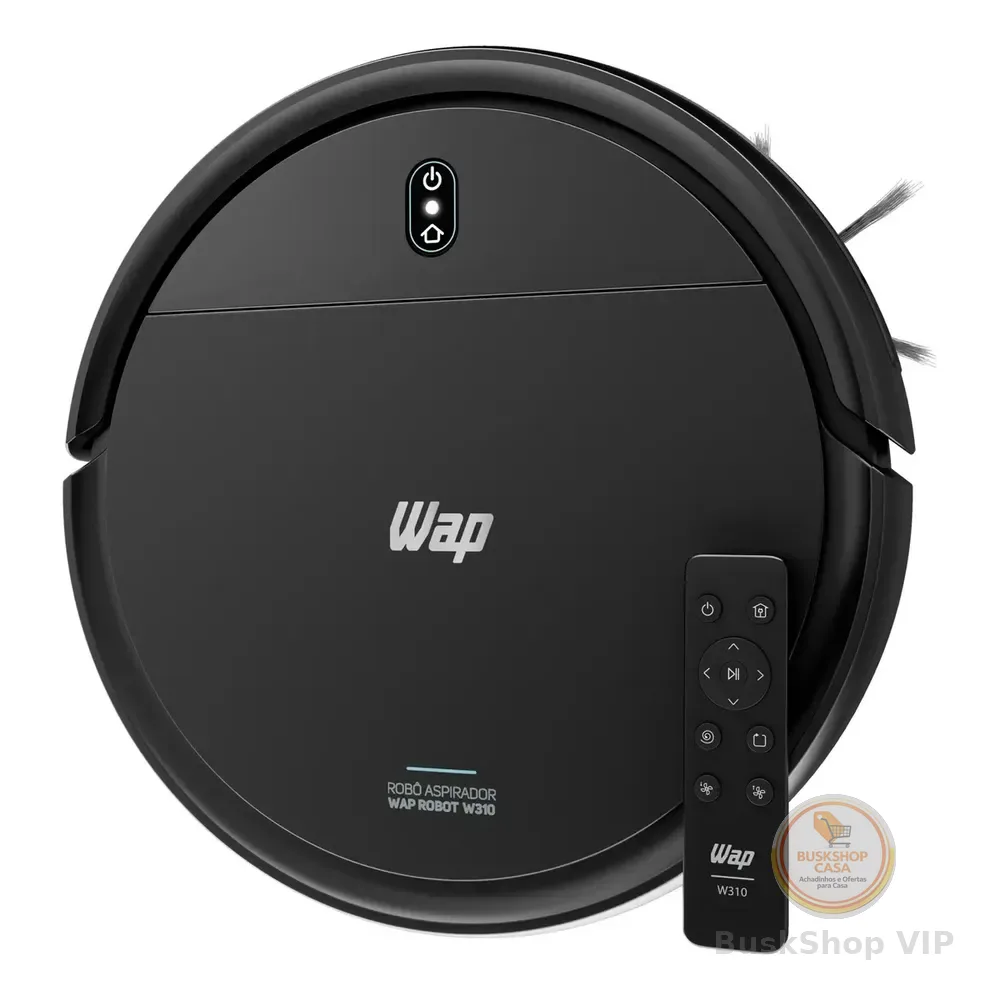 Robô Aspirador Wap Robot W310 3 Em 1 Com Base Carregadora E Controle Remoto Preto 127/220v