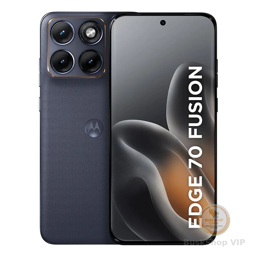 Smartphone Motorola Edge 70 Fusion 5G - 256GB 24GB (8GB RAM + 16GB RAM Boost), camera 50MP Sony Lytia 710, Tela 1.5K extreme Amoled 144hz - Grafite