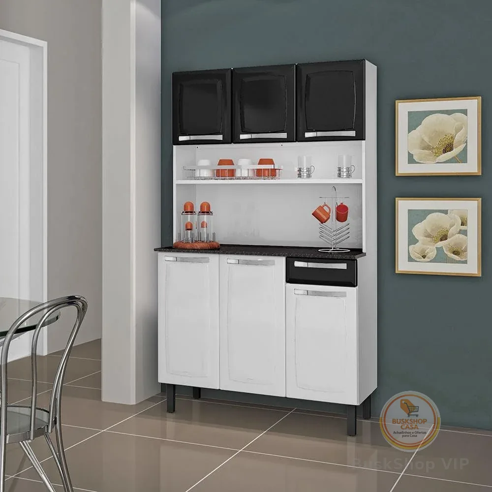 Kit Cozinha Rose Compacta Itatiaia em Aço 6 Portas 1 Gaveta Branca I3g1-105